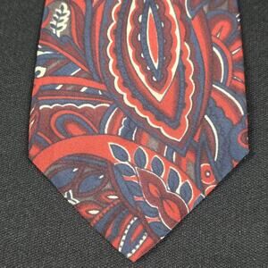 Robert Stewart Men's Red Navy Blue Paisley Silk Necktie Classic Width
